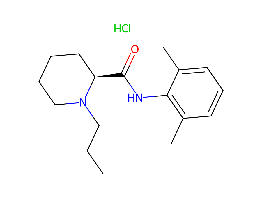 Molecular structure of Ropivacaine Hydrochloride